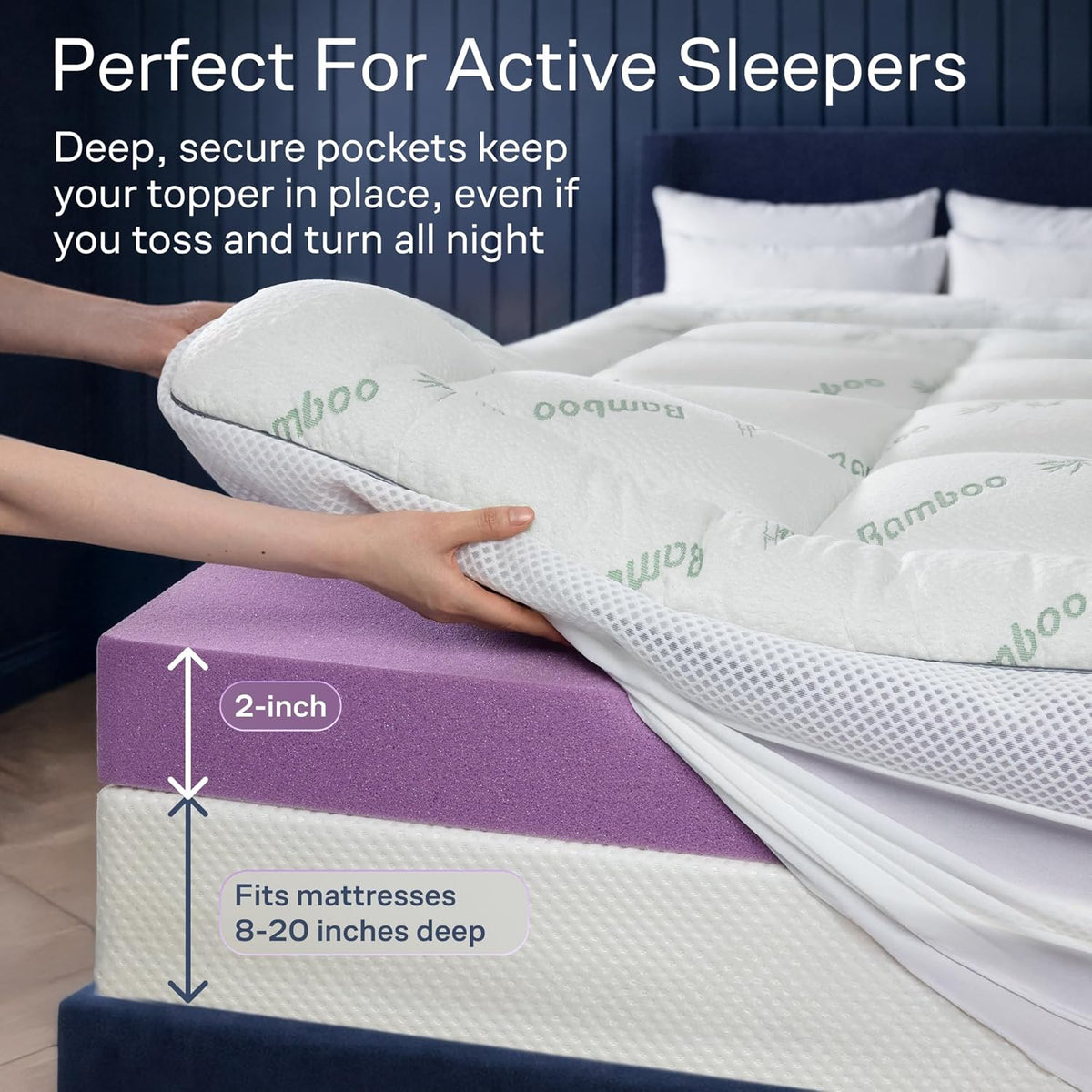 Dual-Layer 4" Mattress Topper with 20" Deep Pocket - Queen Size