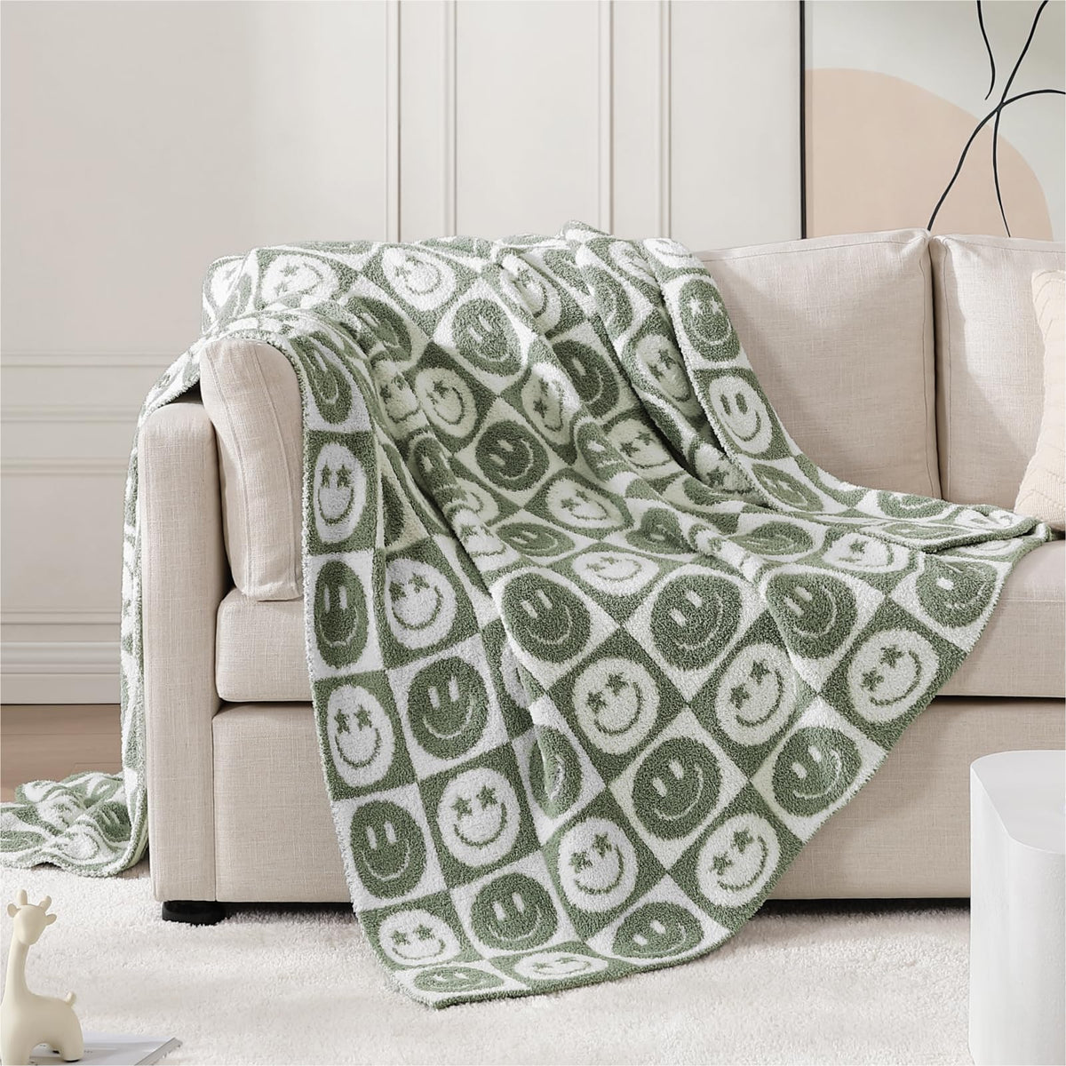 WRENSONGE Soft Checkered Throw Blanket for Couch-Cozy Fall Knitted Blankets
