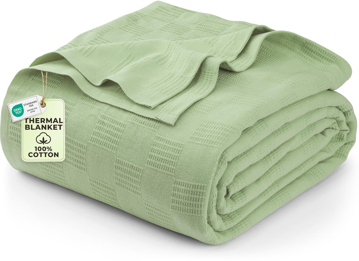 Utopia Bedding 100% Cotton Thermal Blanket Khaki Twin, 90x72 Inches