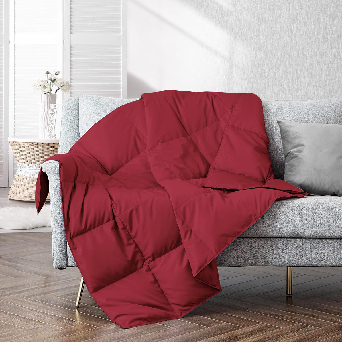 puredown® Soft Feather Down Throw Blanket Lightweight Packable Couch Throw for Indoor and Outdoor Use, Throw 50"X70", Navy