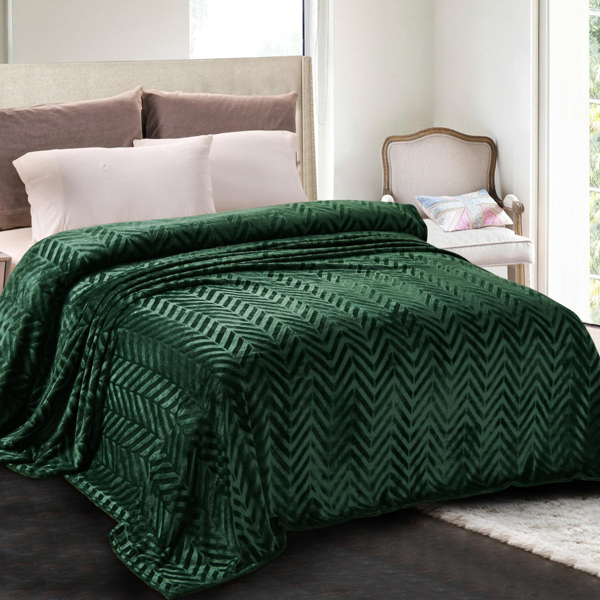 Whale Flotilla Flannel Fleece Fall Bed Blanket King Size, Black