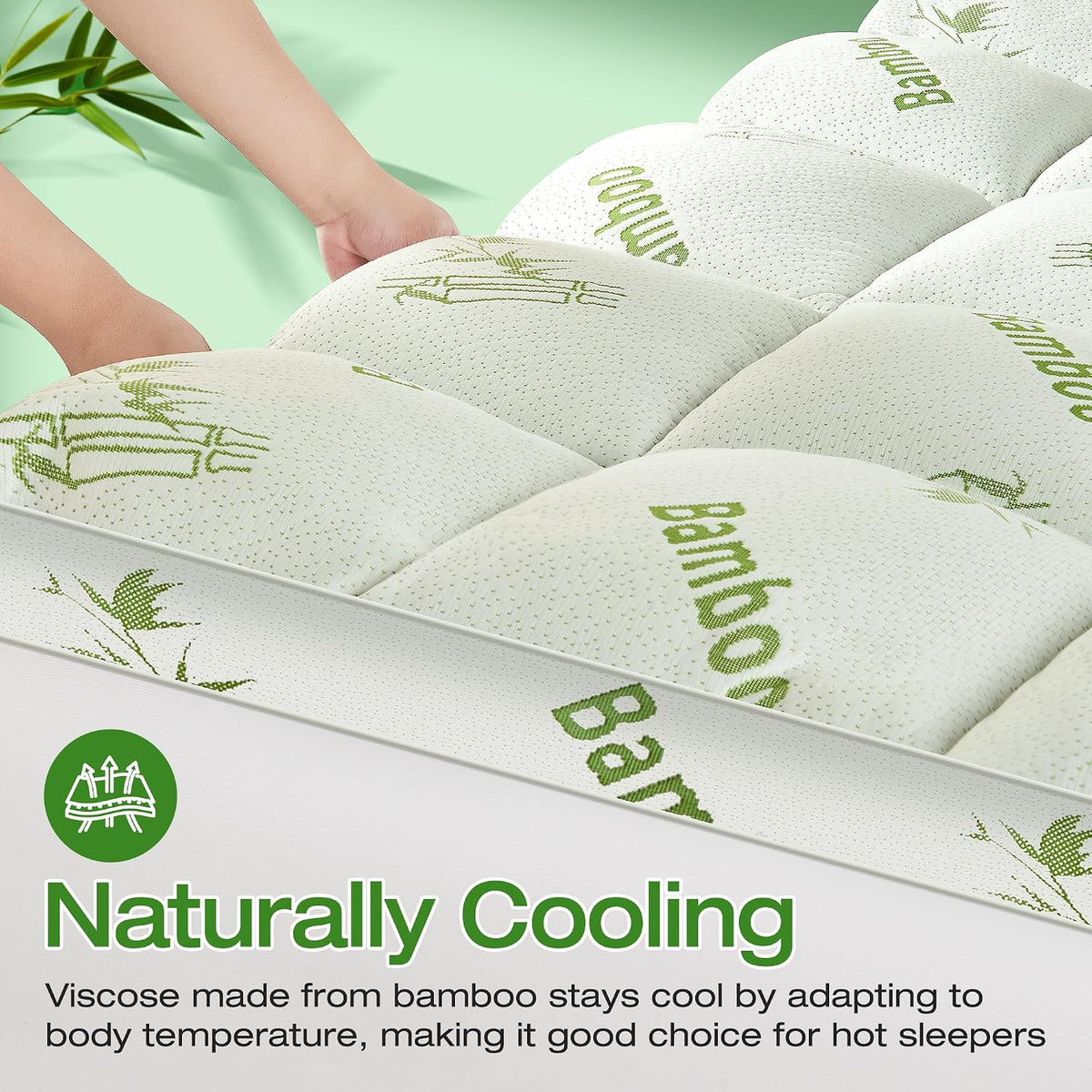 Mattress Topper King Size Viscose Derived from Bamboo, Thick Soft Pillow Top Mattress Pad Cover for Back Pain, Mattress Protector with 8-21 Inch Deep Pocket, White