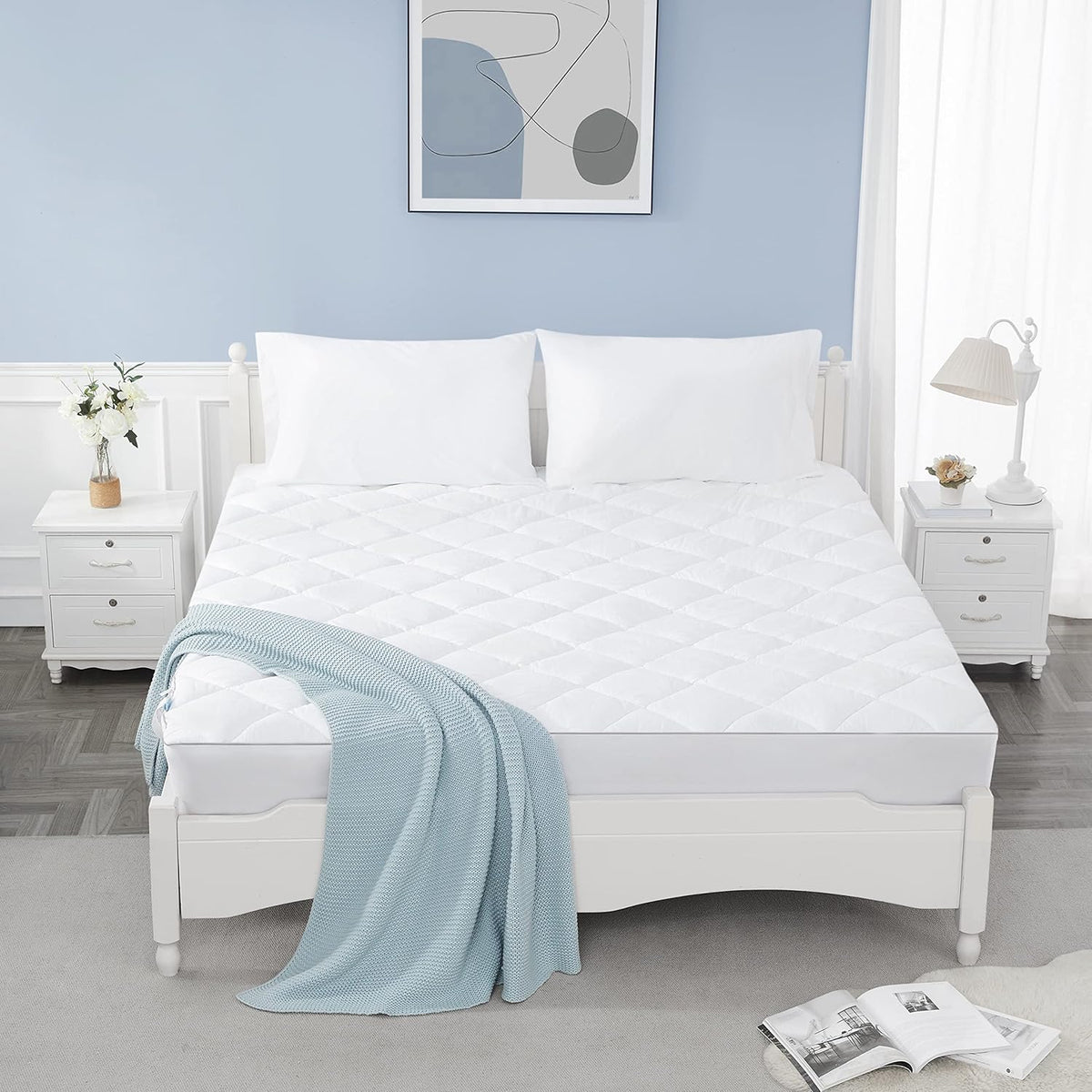 Sunflower Queen Mattress Pad, Cotton Mattress Cover Protector, Thick