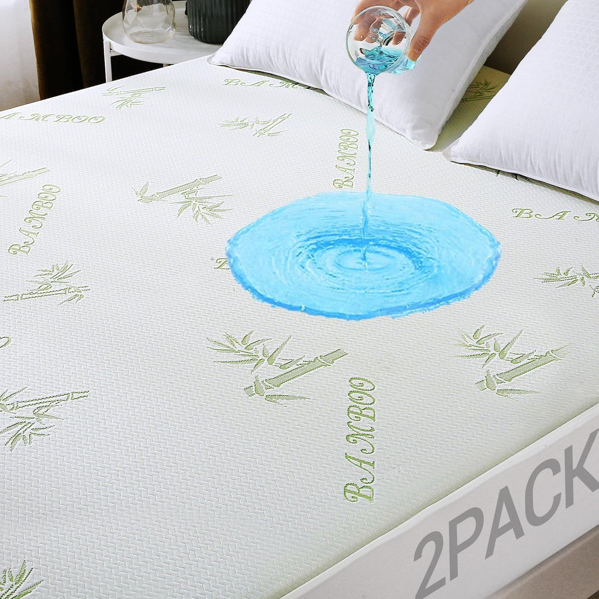 MUXHOMO Premium 100% Waterproof Queen Size Mattress Protector, Breathable Mattress Cover Queen Size Bed, Cooling 3D Air Fabric Bed Pad Cover, Deep Pocket 8"-21"