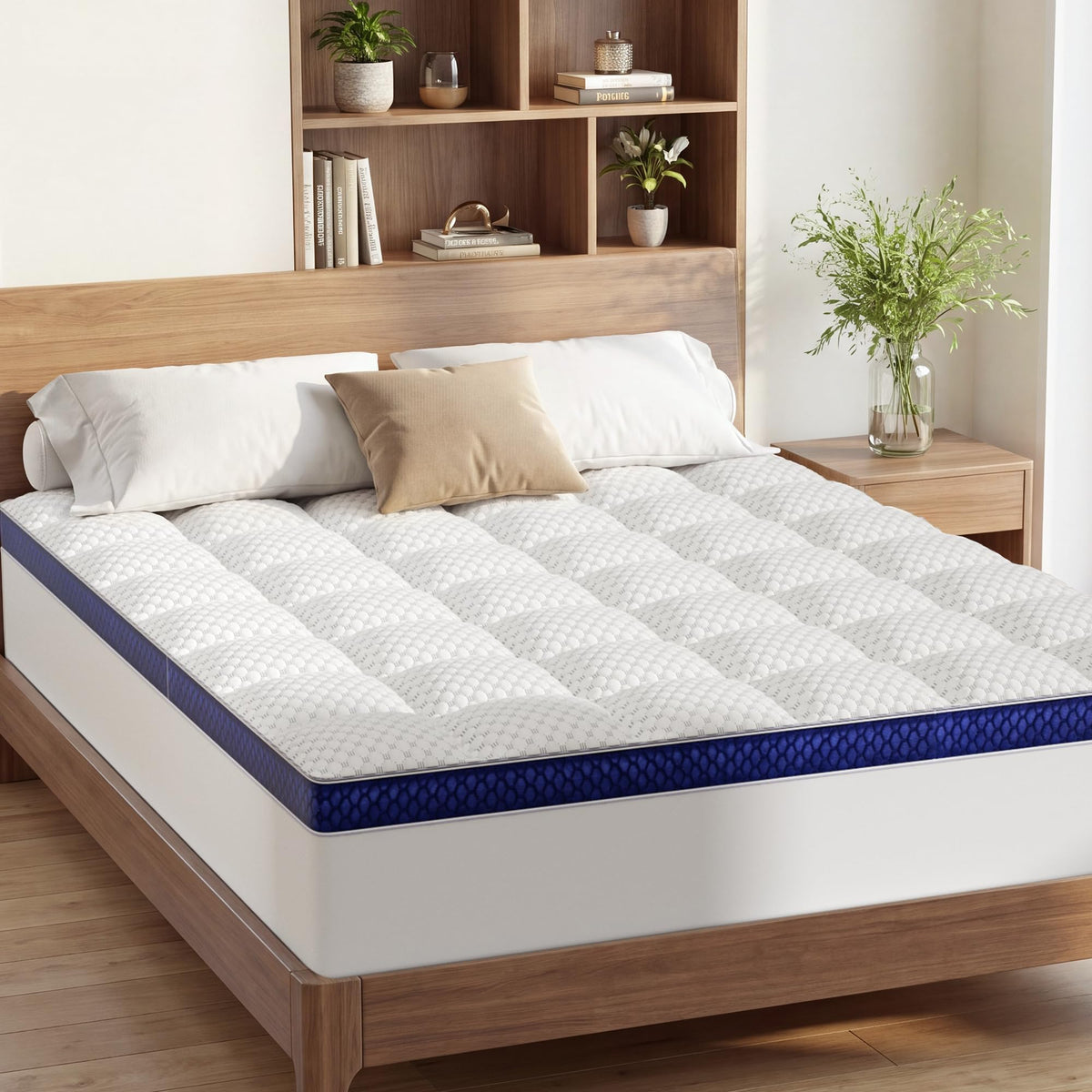 BEDELITE King Mattress Topper, Pillow Top Mattress Pad Bed Cover 2 Inch