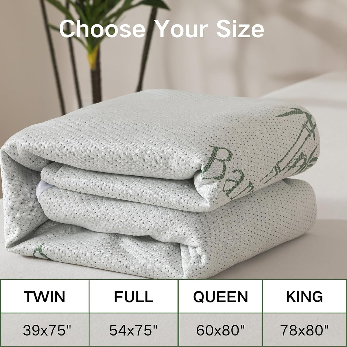 WhatsBedding Bamboo Mattress Topper Protector Queen Size (Only Cover)