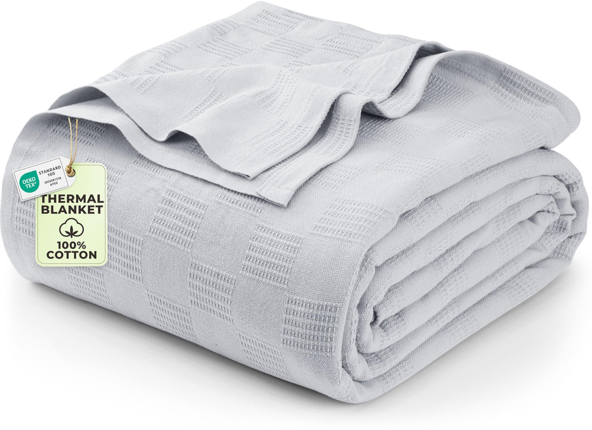 Utopia Bedding 100% Cotton Thermal Blanket Khaki Twin, 90x72 Inches