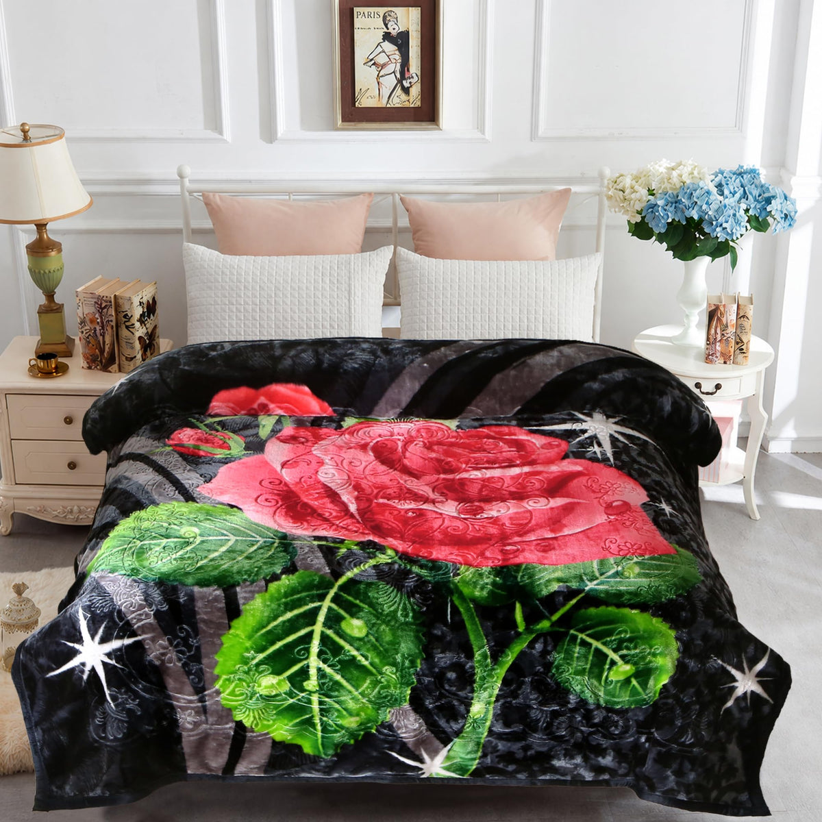 JYK Wolf Blanket Korean Style Queen Size Fleece Bed Blanket, 520GSM 2 Ply