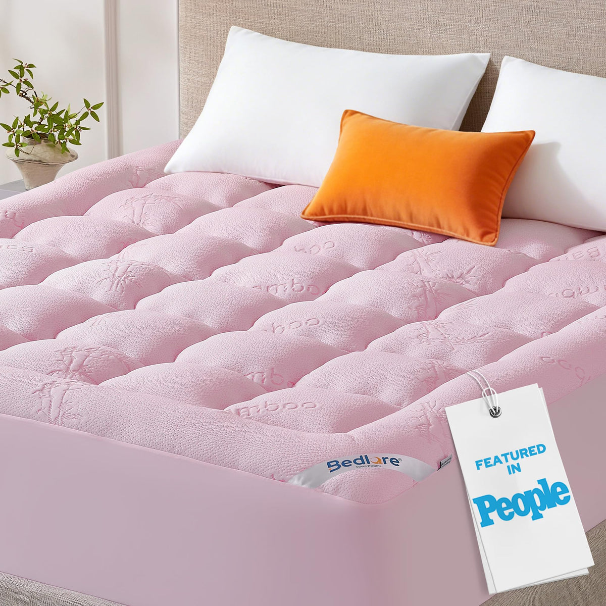 BEDLORE King Mattress Topper, Thick Soft Pillow Top Bed Topper