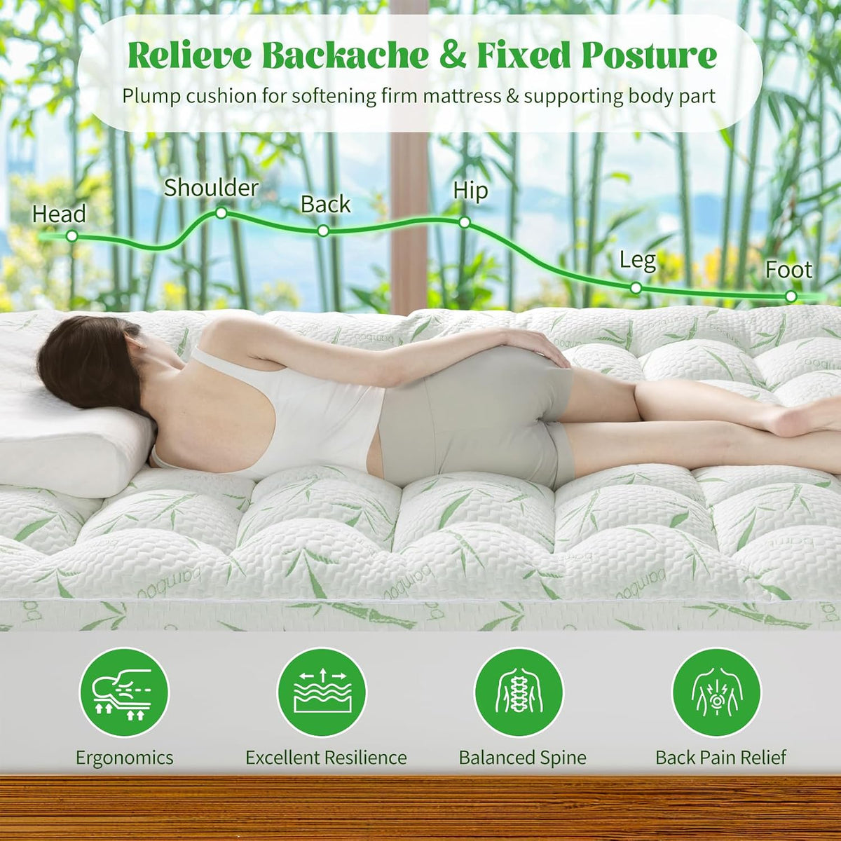 3 Inch Mattress Topper - Viscose Made from Bambu,Cooling Soft Pillow Top Mattress Pad Cover for Back Pain,Mattress Protector with 8-21 Inch Deep Pocket (King,78"x80")