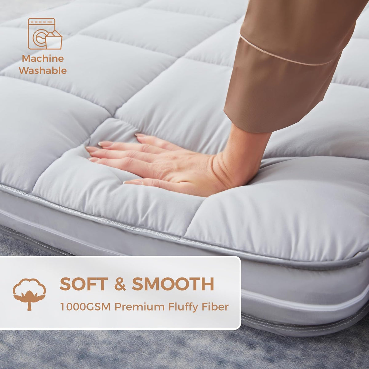 Jamdok 3Inch Twin Mattress Topper Cover(Only Cover),Zippered,75 x 38”