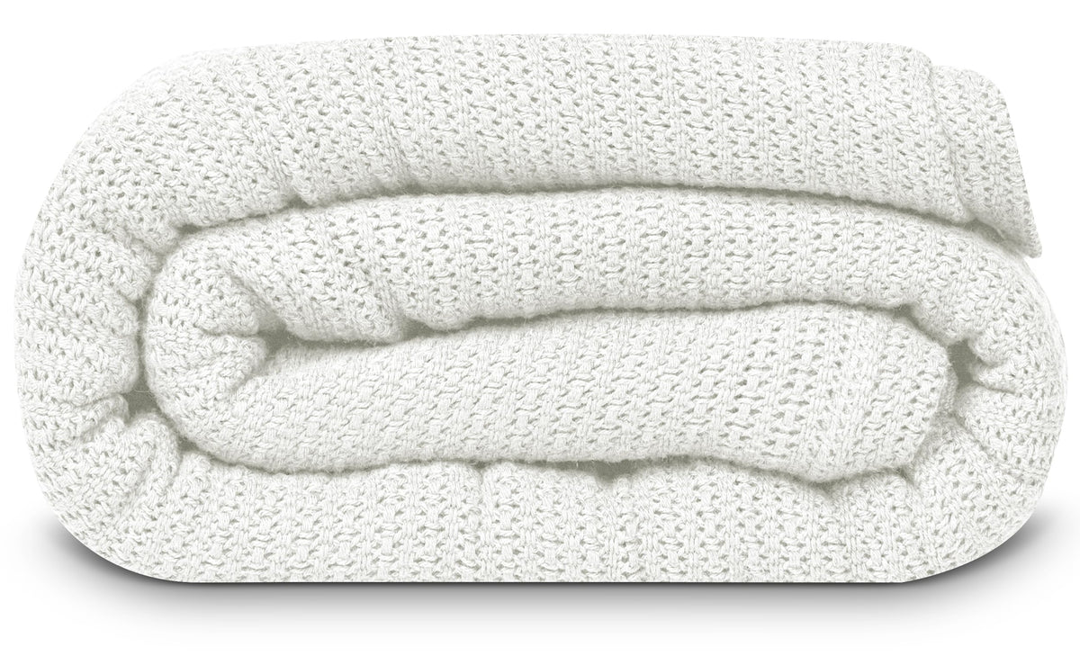 Linteum 100% Cotton Open-Cell Leno Weave Blanket — Breathable All Season — Queen 90x90 — Hunter Green