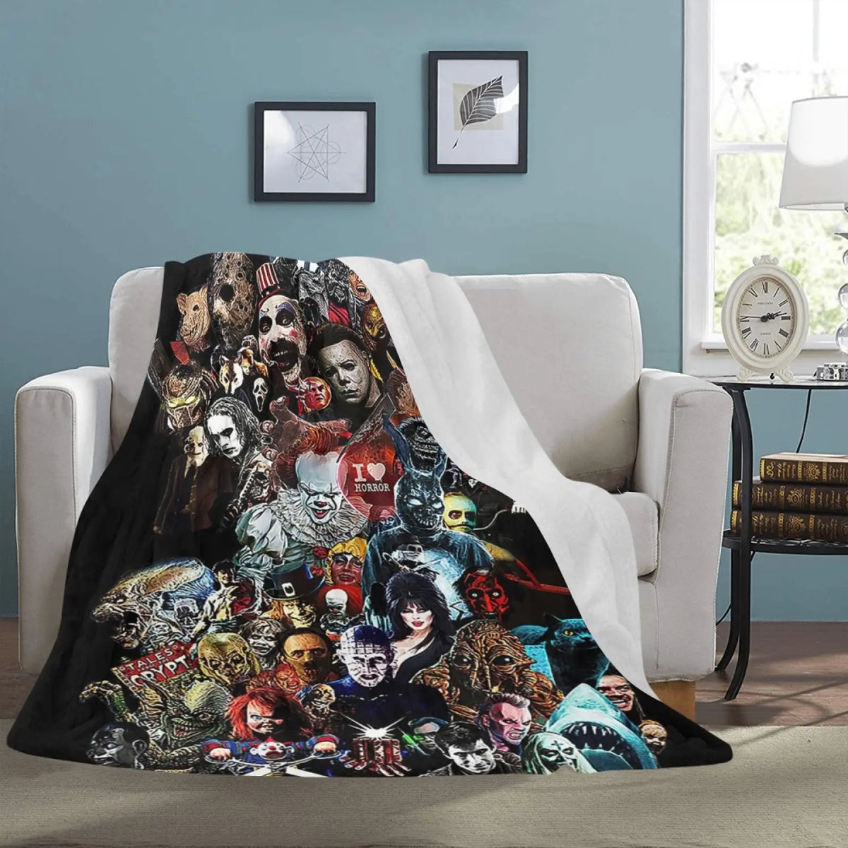 Halloween Blanket No You Hang Up Horror Movie Character Blanket Gift Serial Killers Blanket Spooky Season Couch Bed Sofa Soft Lightweight Warm Cozy Flannel Fleece Bed Blanket Microfiber Furry horror  blanket Thin-style air conditioning blanket