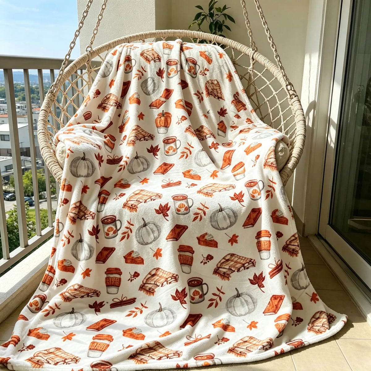 Oversized Fall Soft Warm Throw Blanket - Soft Fleece Flannel, Lightweight, Bed Sofa Blanket, Ideal for Living Room Decor Cozy Setup, Perfect for Couch Covers & Relaxing Moments with Books or Coffees