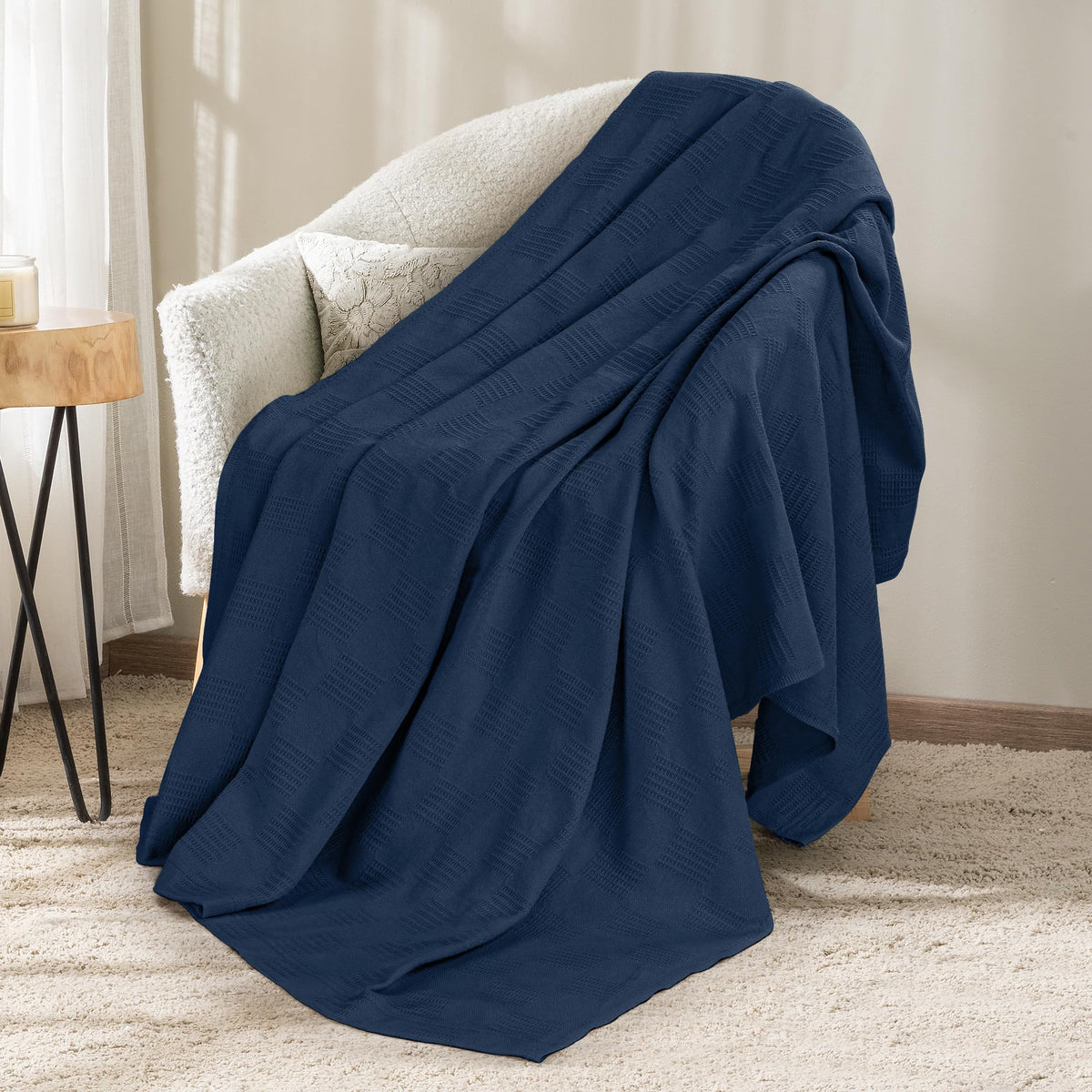 Utopia Bedding 100% Cotton Thermal Blanket Khaki Twin, 90x72 Inches