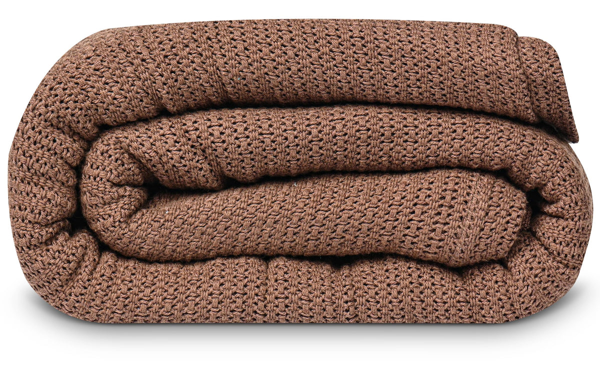 Linteum 100% Cotton Open-Cell Leno Weave Blanket — Breathable All Season — Queen 90x90 — Hunter Green