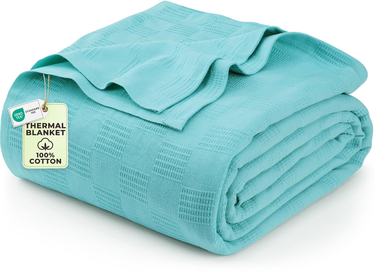 Utopia Bedding 100% Cotton Thermal Blanket Khaki Twin, 90x72 Inches