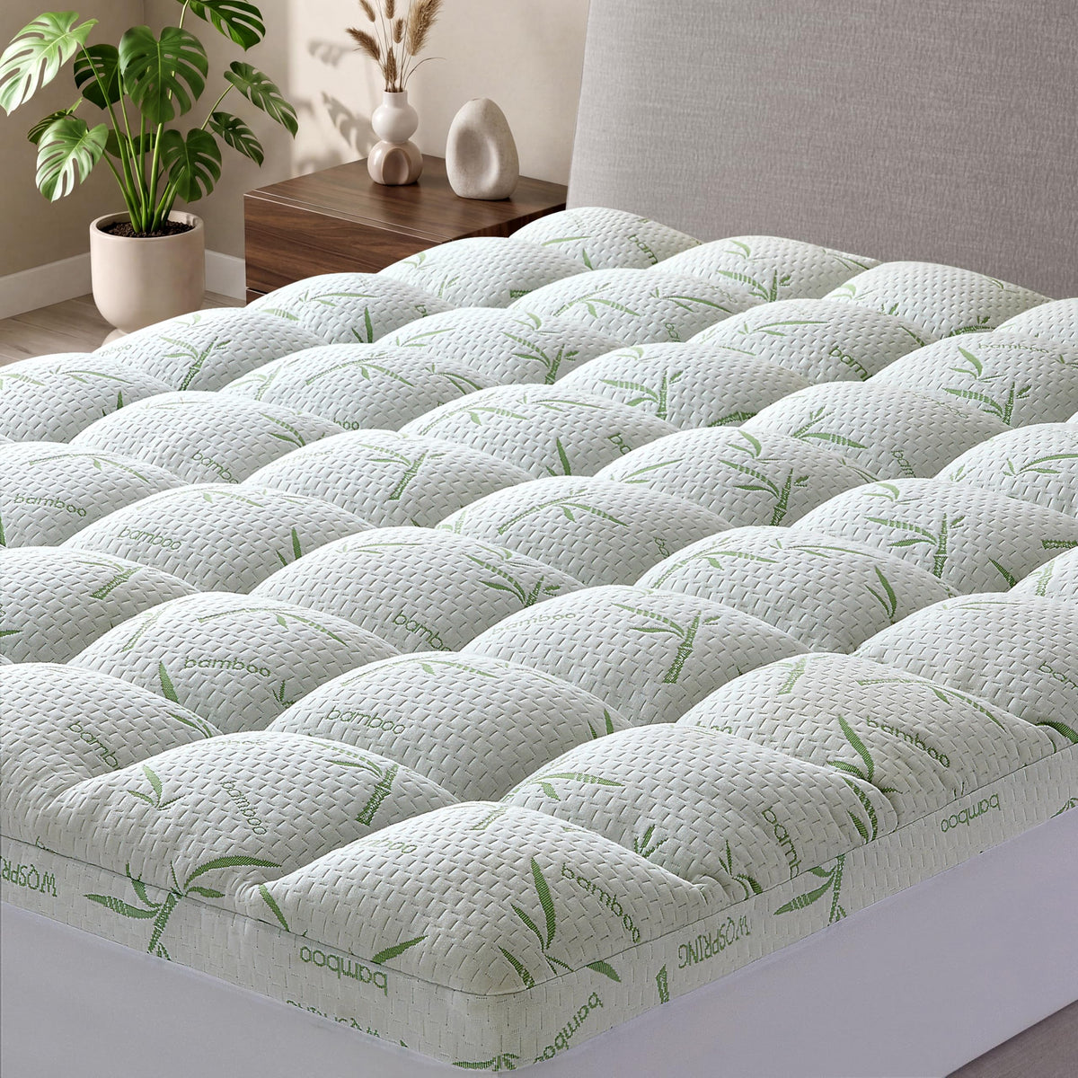4 Inch Mattress Topper Memory Foam Cooling Bamboo Queen Size