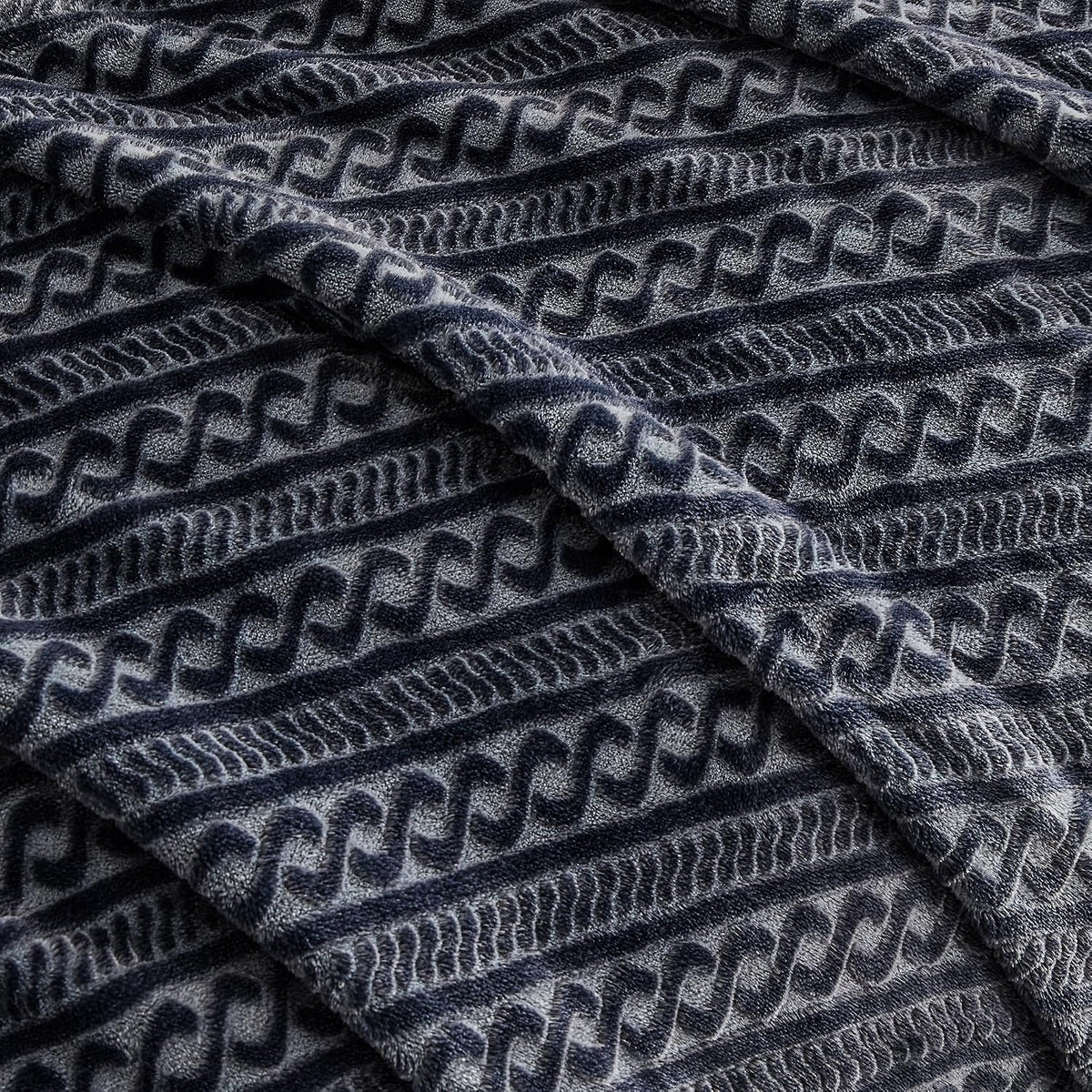 Soft Cozy 120x120 Inches Seamless Oversized King Fleece Blanket, 3D Jacquard Decorative Giant 10'x10' California King Blanket Extra Large for Bed, Sofa, Couch, Travel, Dark Grey Chain