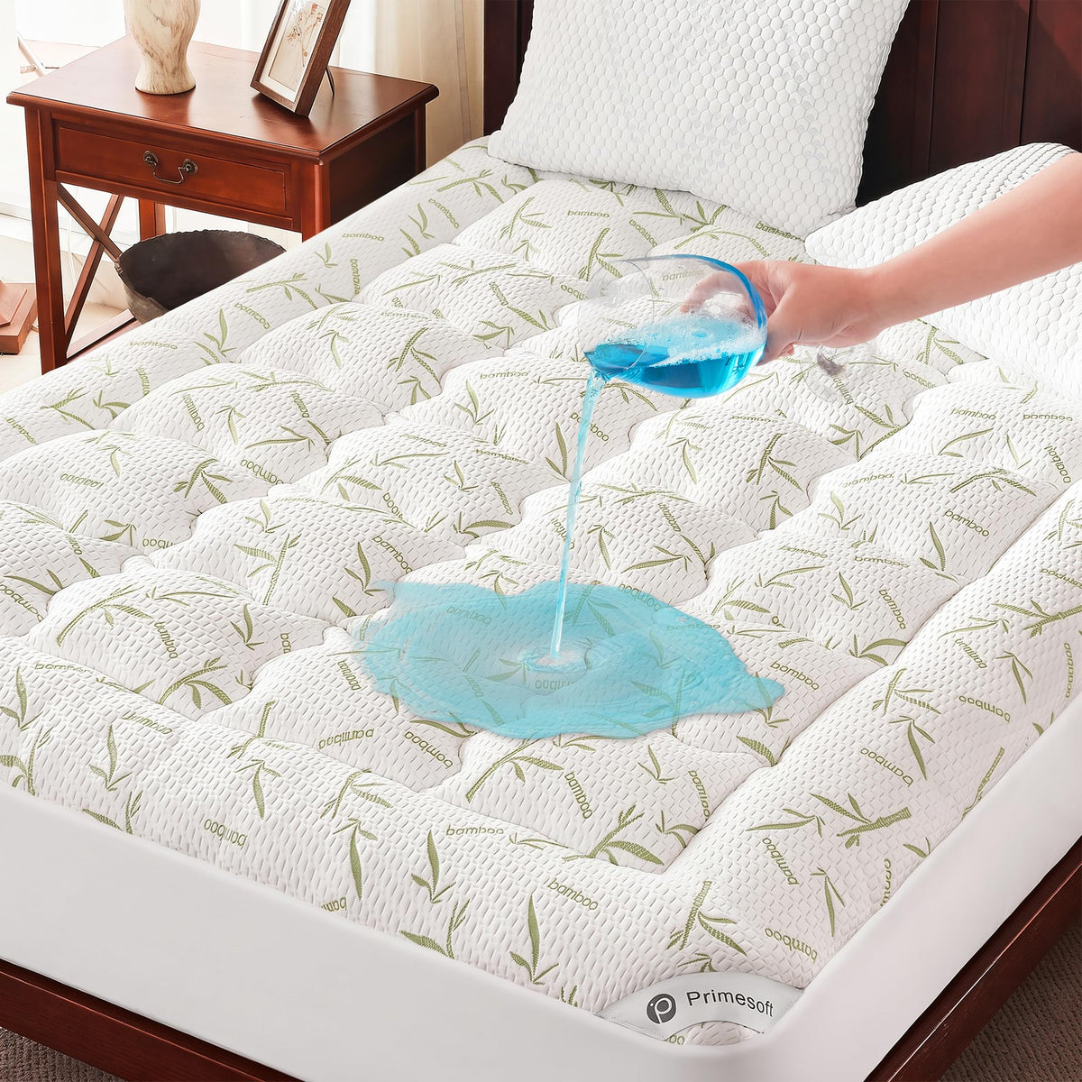 PRIMESOFT Queen Size Mattress Topper, Thick Pillow Top Mattress Pad，Up to 21 Inch Deep Pocket,Soft Breathable Mattress Pad for Back Pain, Waterproof Protector Cover(White)