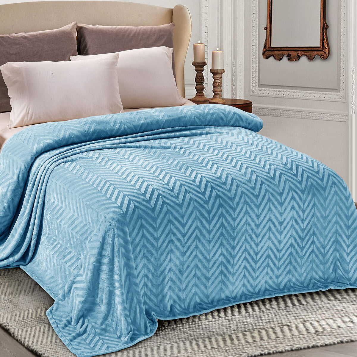 Whale Flotilla Flannel Fleece Fall Bed Blanket King Size, Black