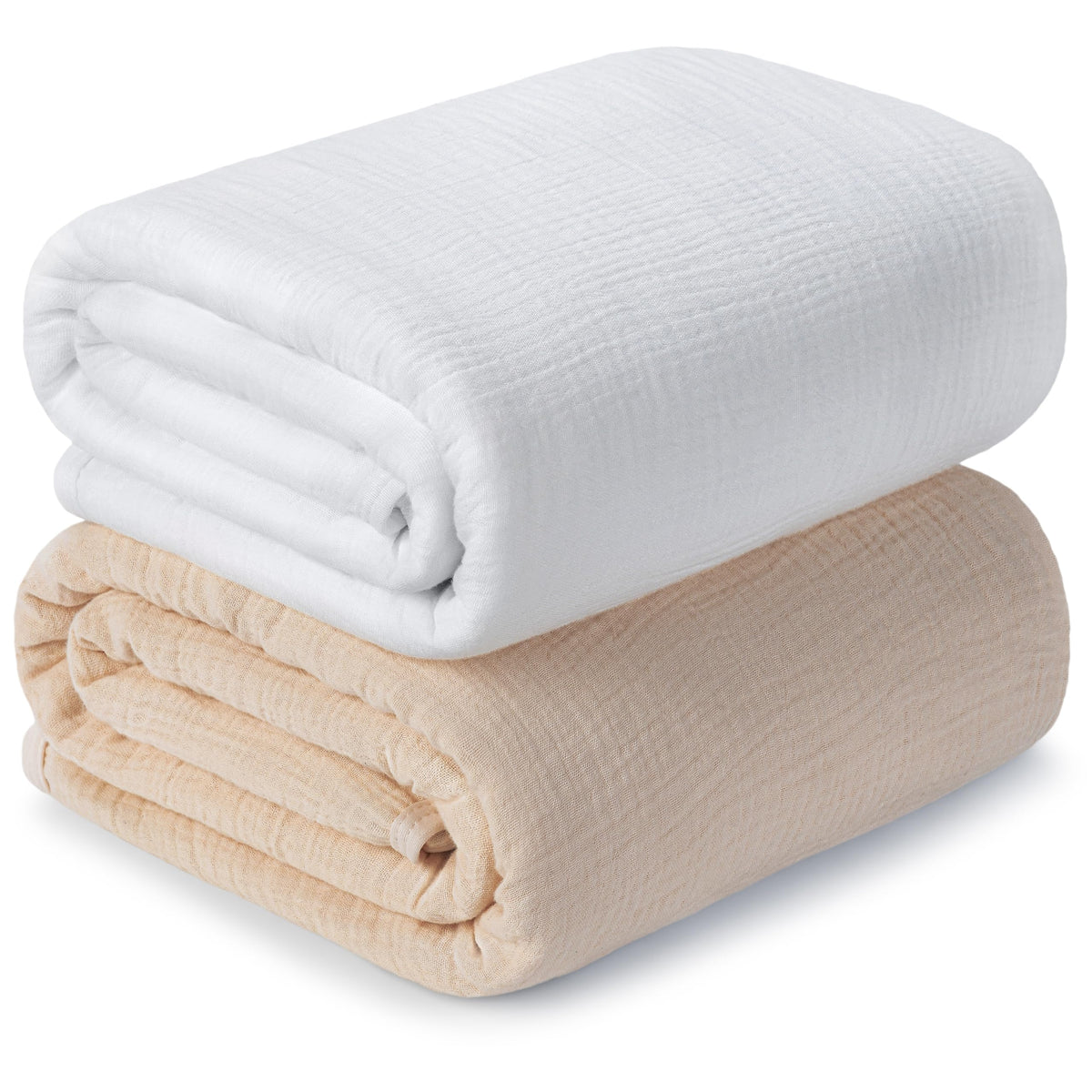 Muslin Swaddle Blankets for Newborn, 2 Pack Breathable Soft Receiving Blanket, Large 41 x 41 inches Swaddle Wrap Burping Clothes, Essentials Infant Shower Items. (Beige & Coffee)