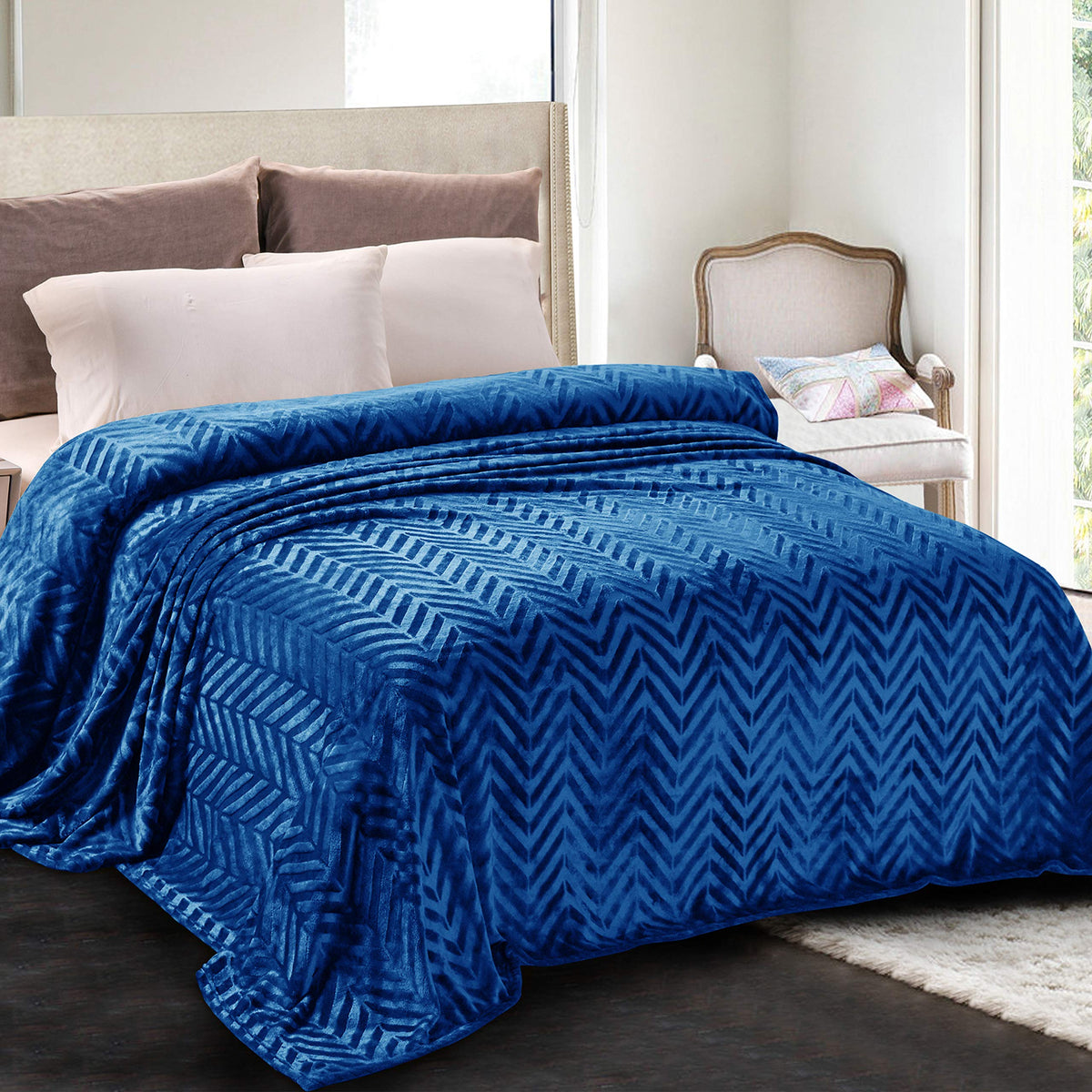 Whale Flotilla Flannel Fleece Fall Bed Blanket King Size, Black