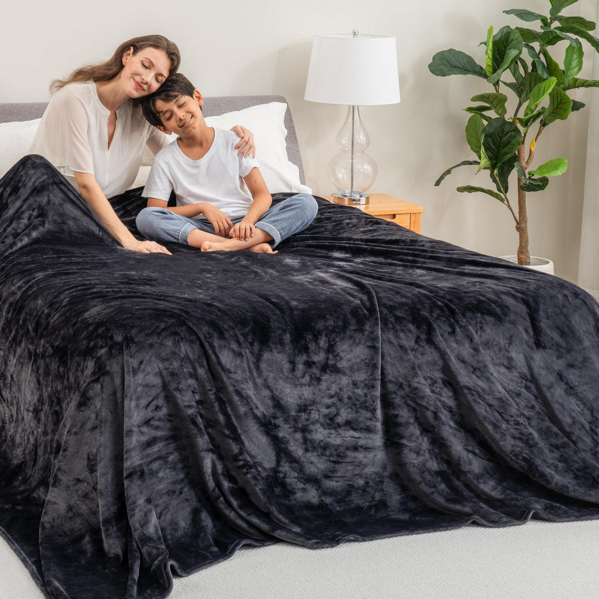 Berkshire Blanket Classic VelvetLoft® Solid Throw Blanket, Lightweight Soft Fuzzy Plush Throw Blanket for Bed and Couch, Grain, 50x60 Inches