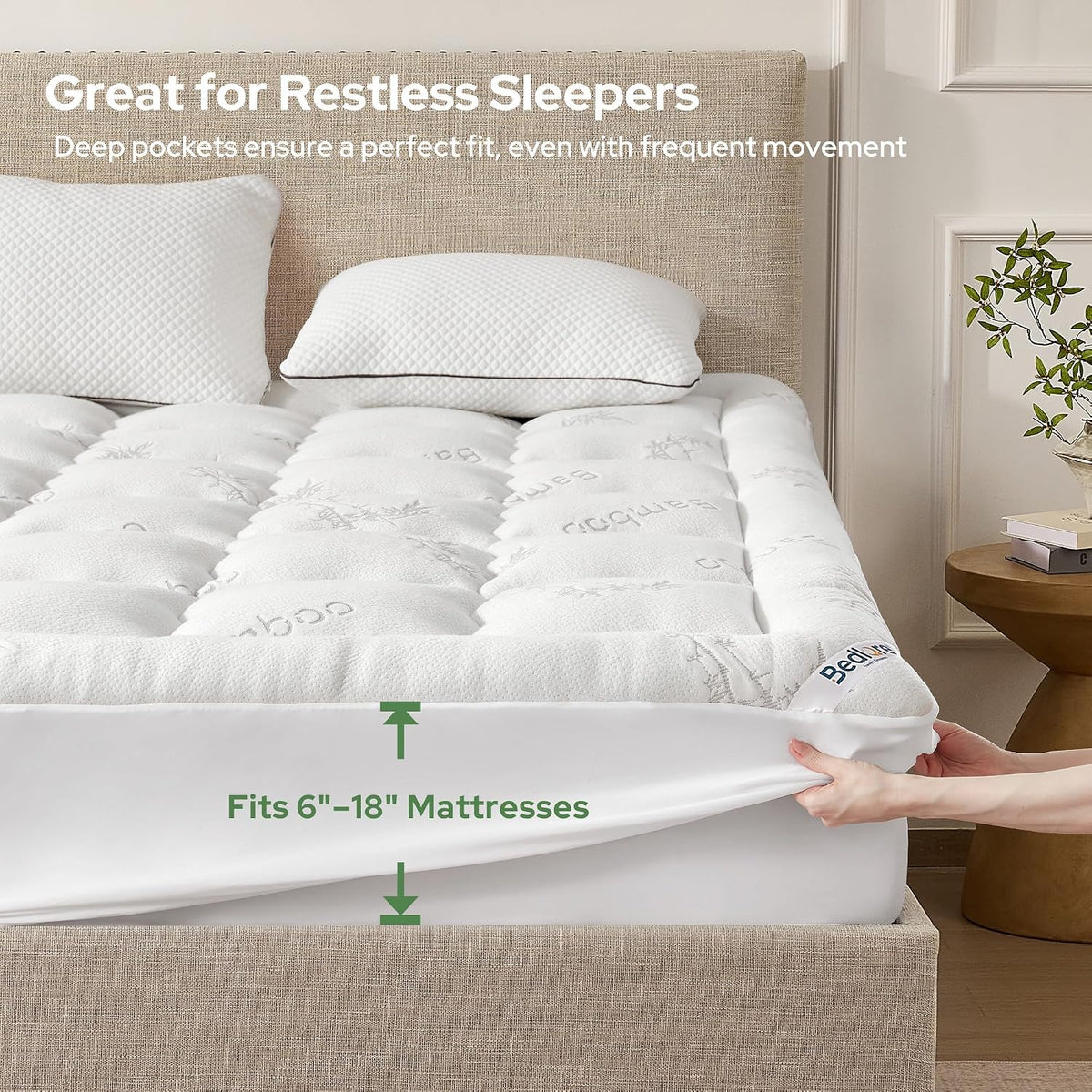BEDLORE King Mattress Topper, Thick Soft Pillow Top Bed Topper