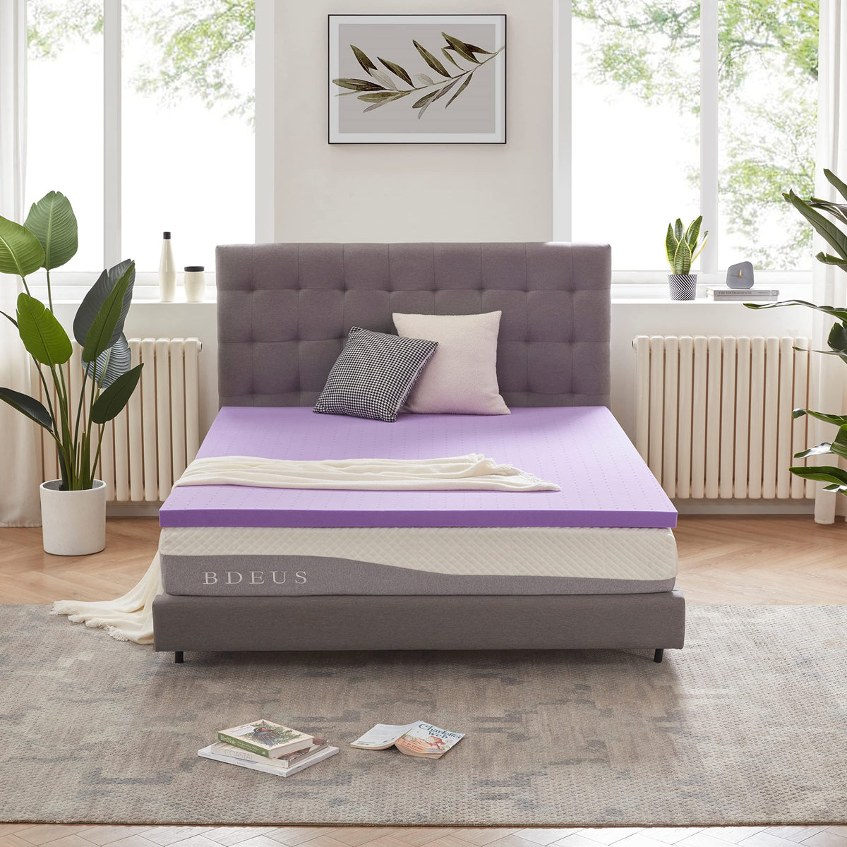SINWEEK 2 Inch Gel Memory Foam Mattress Topper, Queen Size