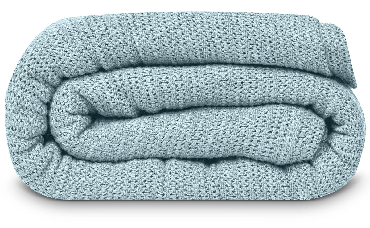 Linteum 100% Cotton Open-Cell Leno Weave Blanket — Breathable All Season — Queen 90x90 — Hunter Green