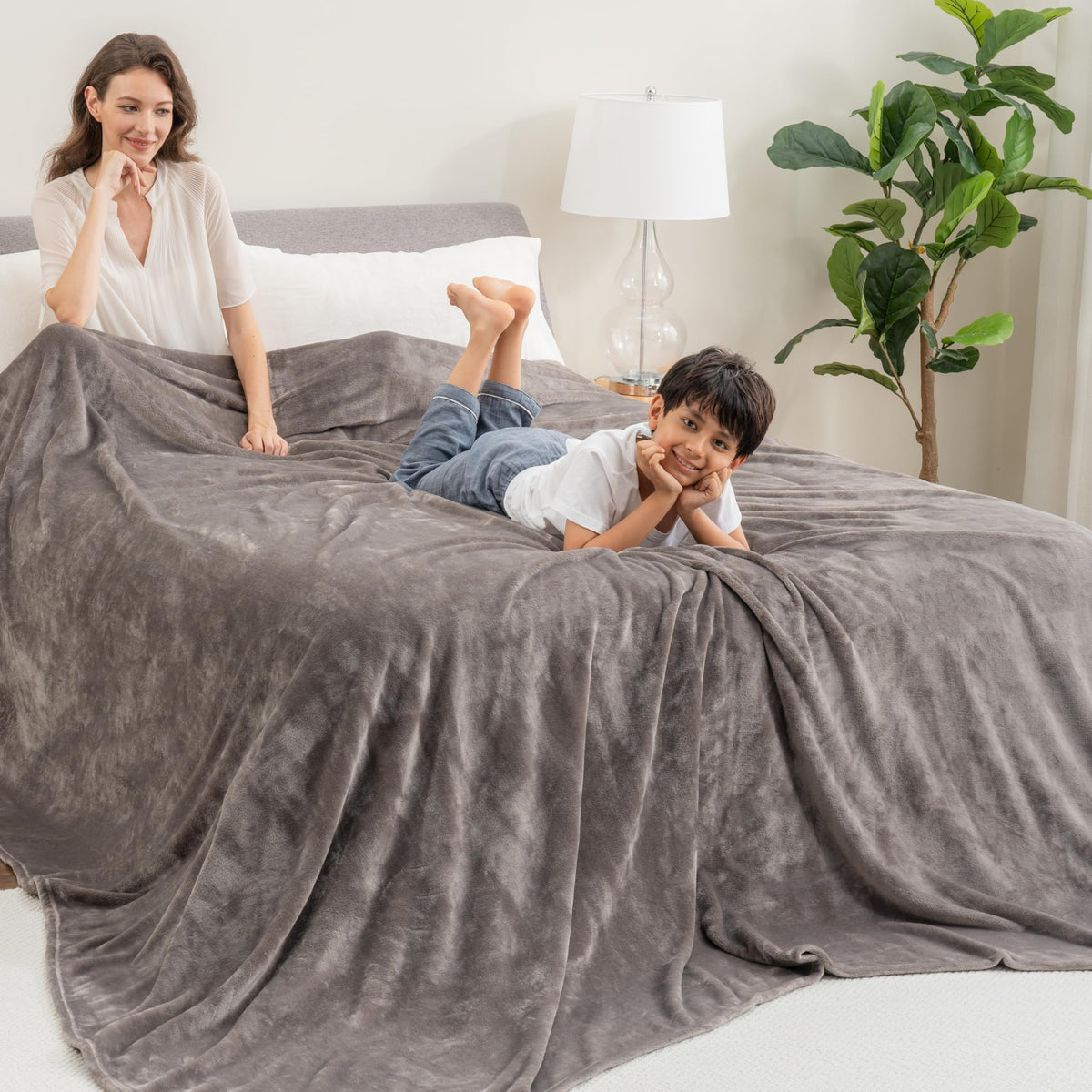 Berkshire Blanket Classic VelvetLoft® Solid Throw Blanket, Lightweight Soft Fuzzy Plush Throw Blanket for Bed and Couch, Grain, 50x60 Inches