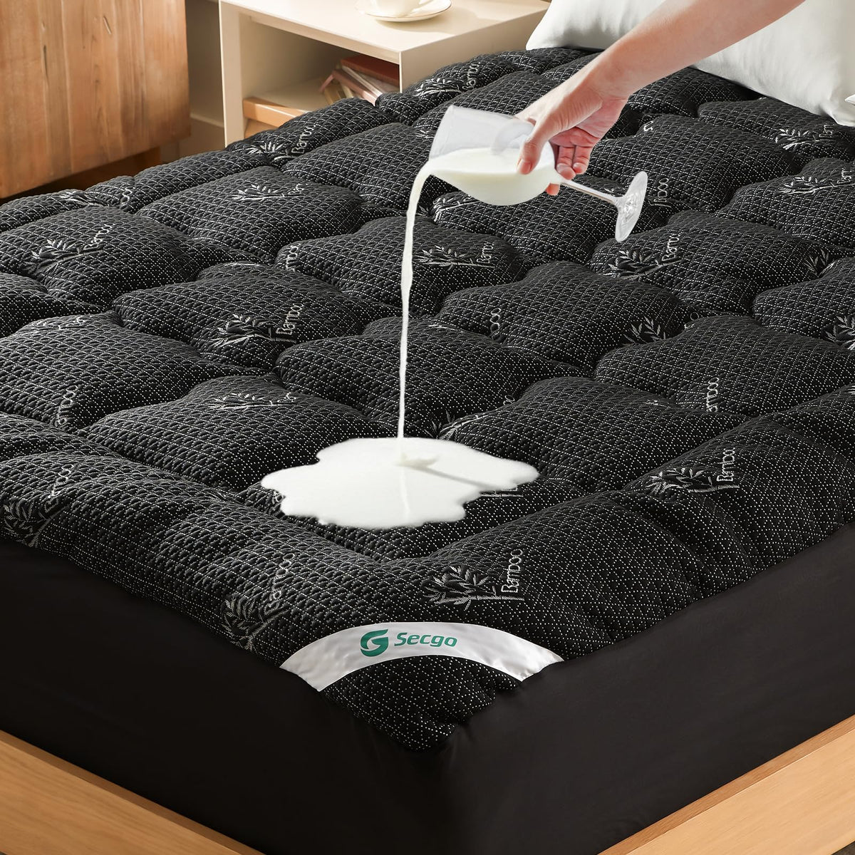 Premium 100% Waterproof Queen Mattress Topper, Breathable Mattress Pad, Rayon from Bambo Bed Protector, Deep Pocket Sheet Cover 8"-21"
