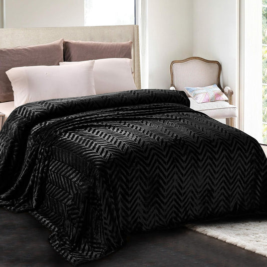 Whale Flotilla Flannel Fleece Fall Bed Blanket King Size, Black