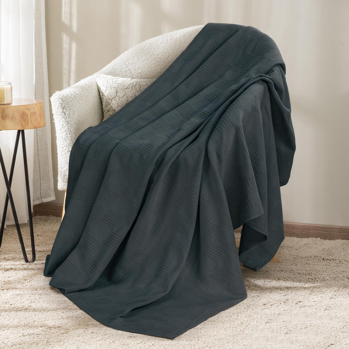 Utopia Bedding 100% Cotton Thermal Blanket Khaki Twin, 90x72 Inches