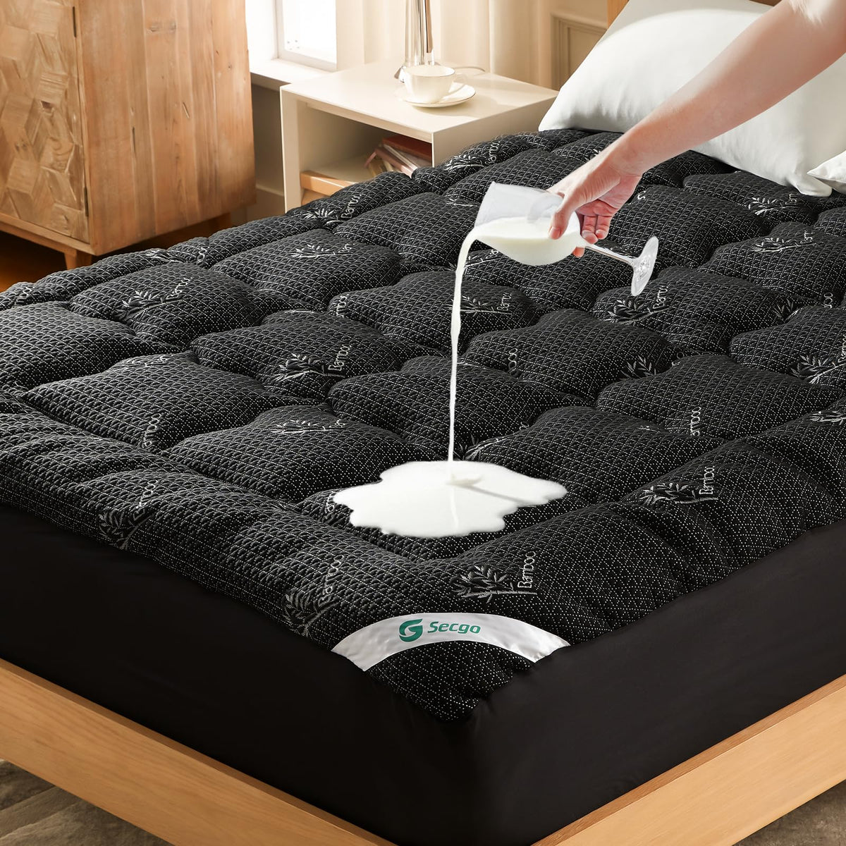 Premium 100% Waterproof Queen Mattress Topper, Breathable Mattress Pad, Rayon from Bambo Bed Protector, Deep Pocket Sheet Cover 8"-21"