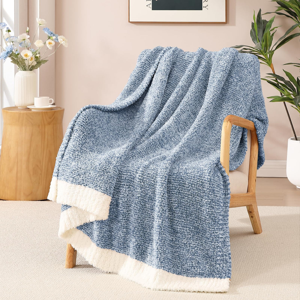 WRENSONGE Soft Checkered Throw Blanket for Couch-Cozy Fall Knitted Blankets