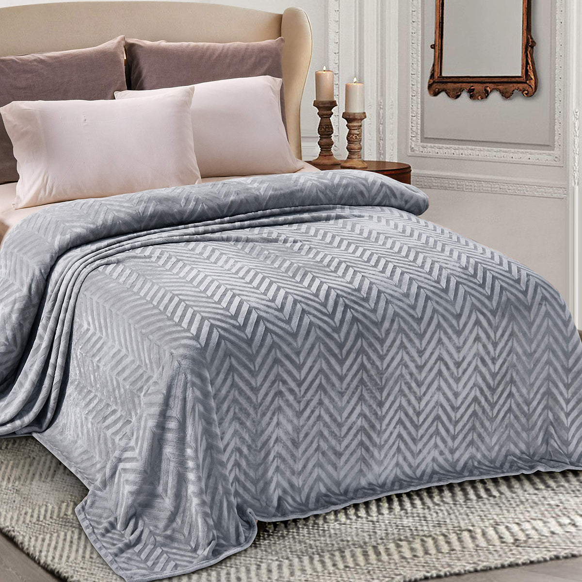 Whale Flotilla Flannel Fleece Fall Bed Blanket King Size, Black