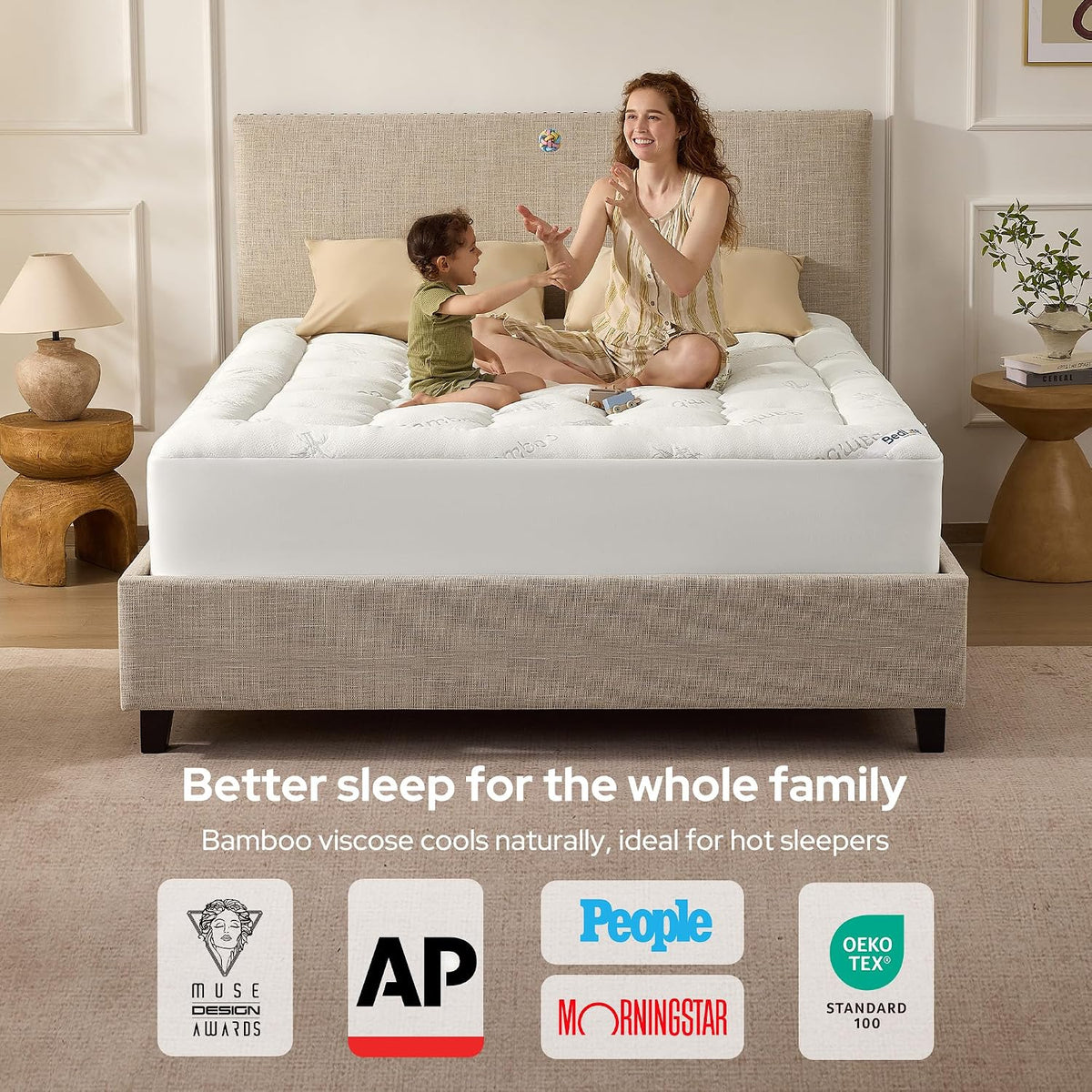 BEDLORE King Mattress Topper, Thick Soft Pillow Top Bed Topper