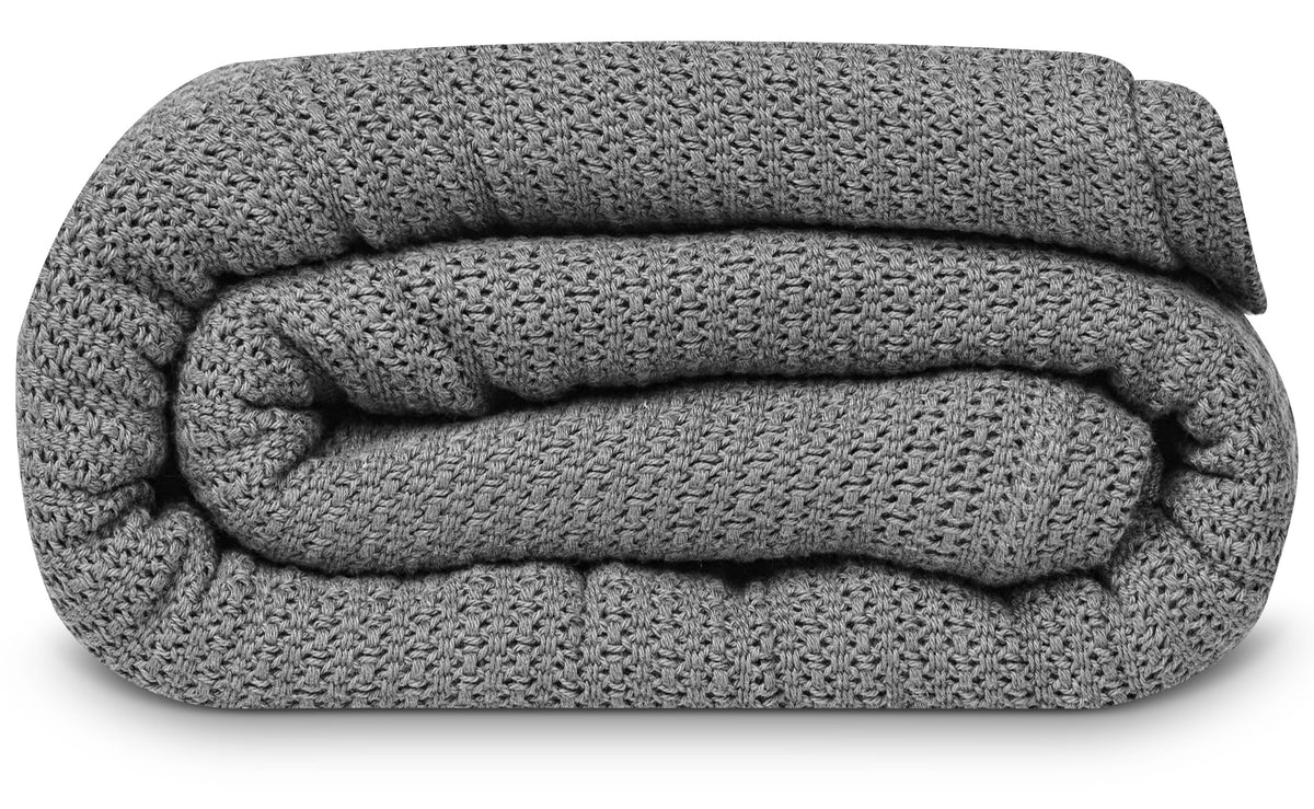 Linteum 100% Cotton Open-Cell Leno Weave Blanket — Breathable All Season — Queen 90x90 — Hunter Green