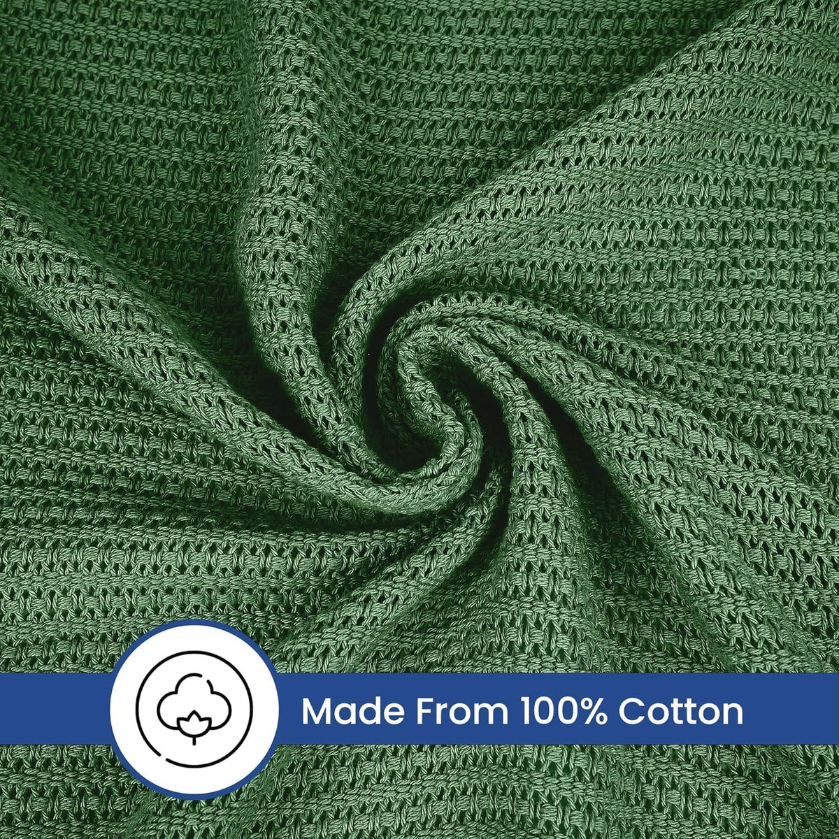 Linteum 100% Cotton Open-Cell Leno Weave Blanket — Breathable All Season — Queen 90x90 — Hunter Green