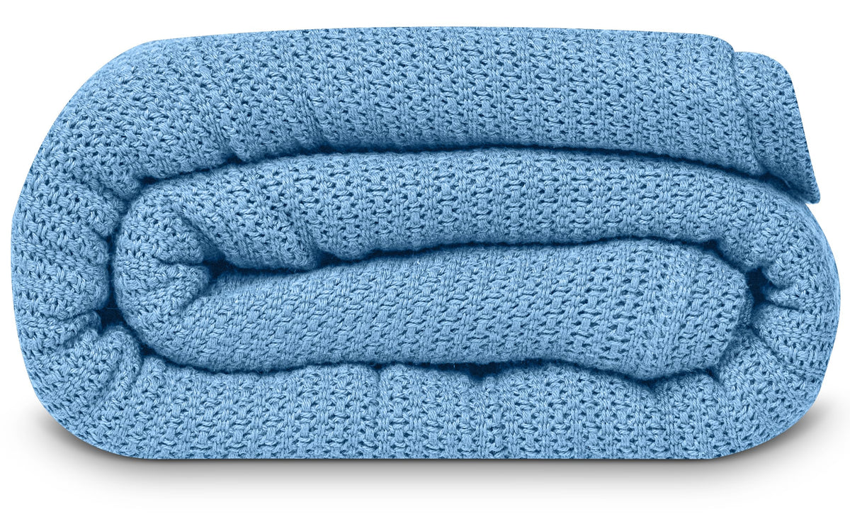 Linteum 100% Cotton Open-Cell Leno Weave Blanket — Breathable All Season — Queen 90x90 — Hunter Green