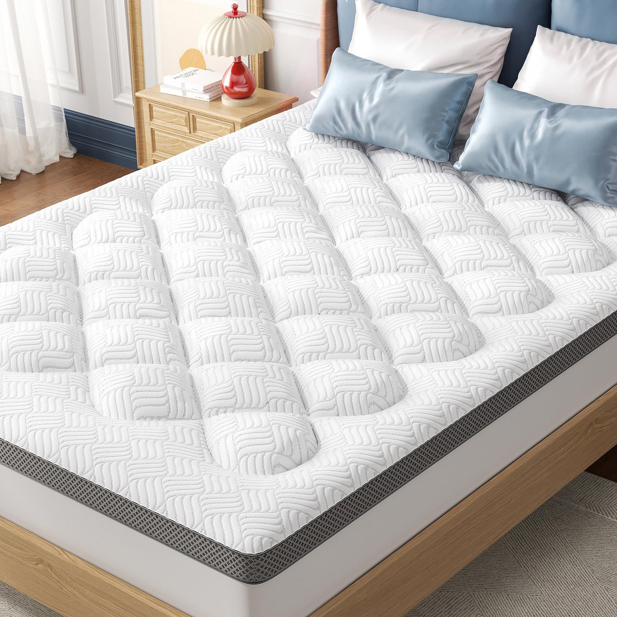 3 Inch Thick Queen Mattress Topper, Viscose Derived from Bamboo