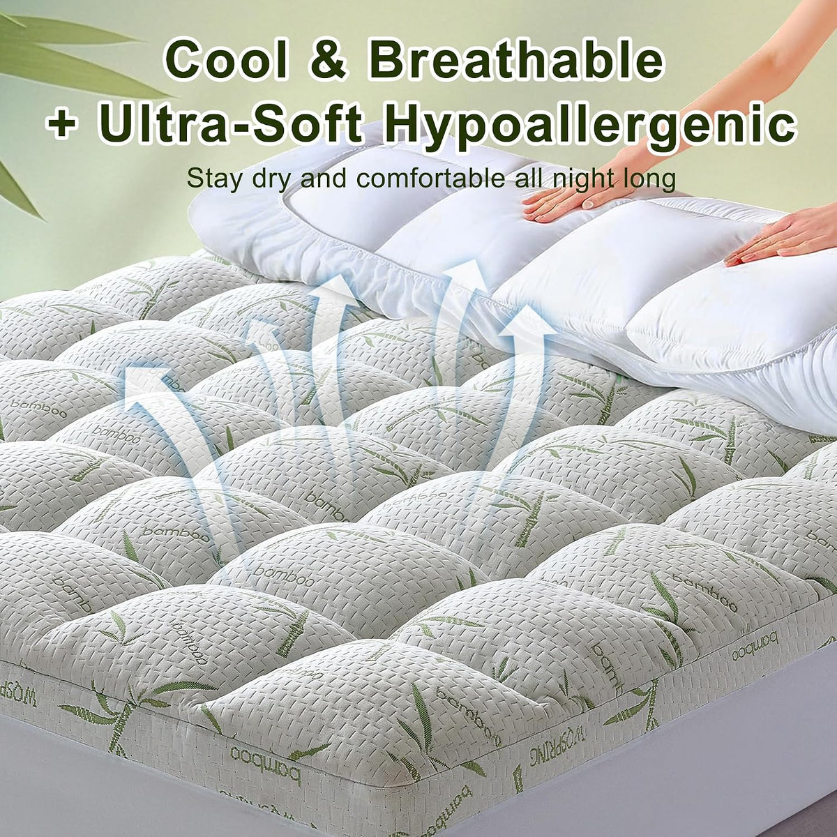 4 Inch Mattress Topper Memory Foam Cooling Bamboo Queen Size