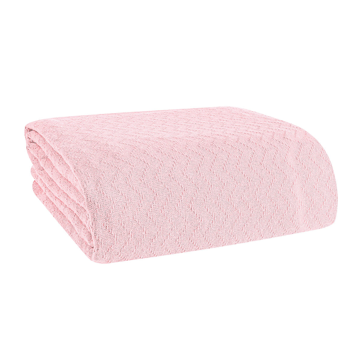 BELIZZI Home 100% Cotton Bed Blanket, Breathable Thermal Blanket Twin Size, Soft Chevron Thermal Blanket 60"x90", Cotton Bed Blanket, Perfect for Layering Any Bed for All Season, Pink