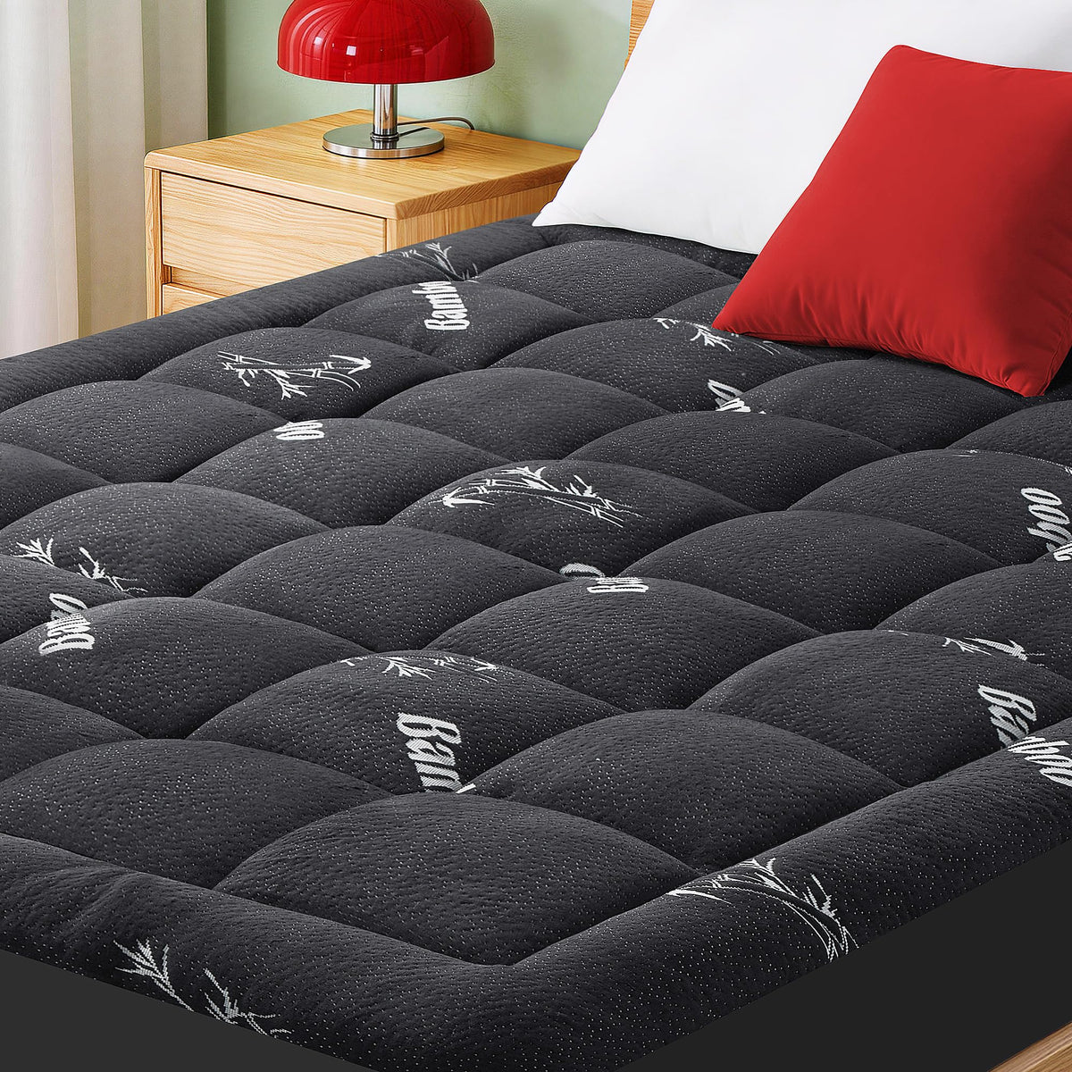 Mattress Pad Queen Size, Cooling Pillow Top Mattress Topper, Ultra Soft Viscose Made from Bamboo, Breathable for Hot Sleepers, Deep Pocket 8"-20", Green