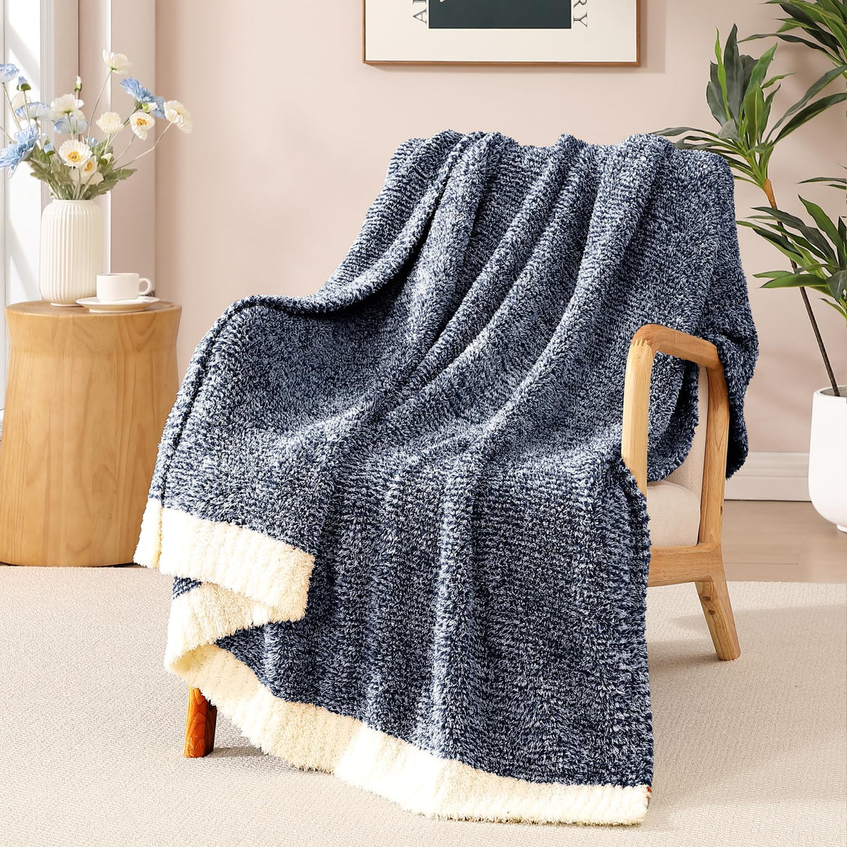 WRENSONGE Soft Checkered Throw Blanket for Couch-Cozy Fall Knitted Blankets