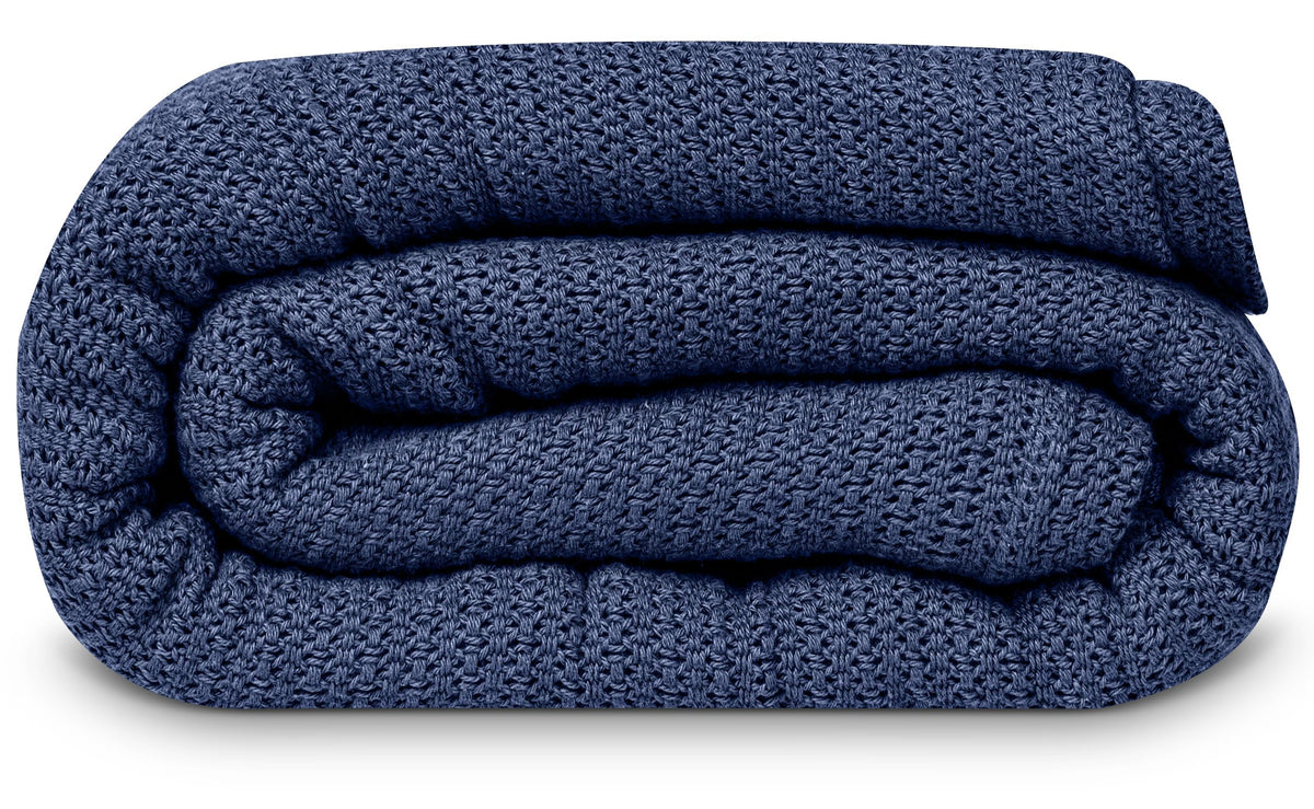 Linteum 100% Cotton Open-Cell Leno Weave Blanket — Breathable All Season — Queen 90x90 — Hunter Green