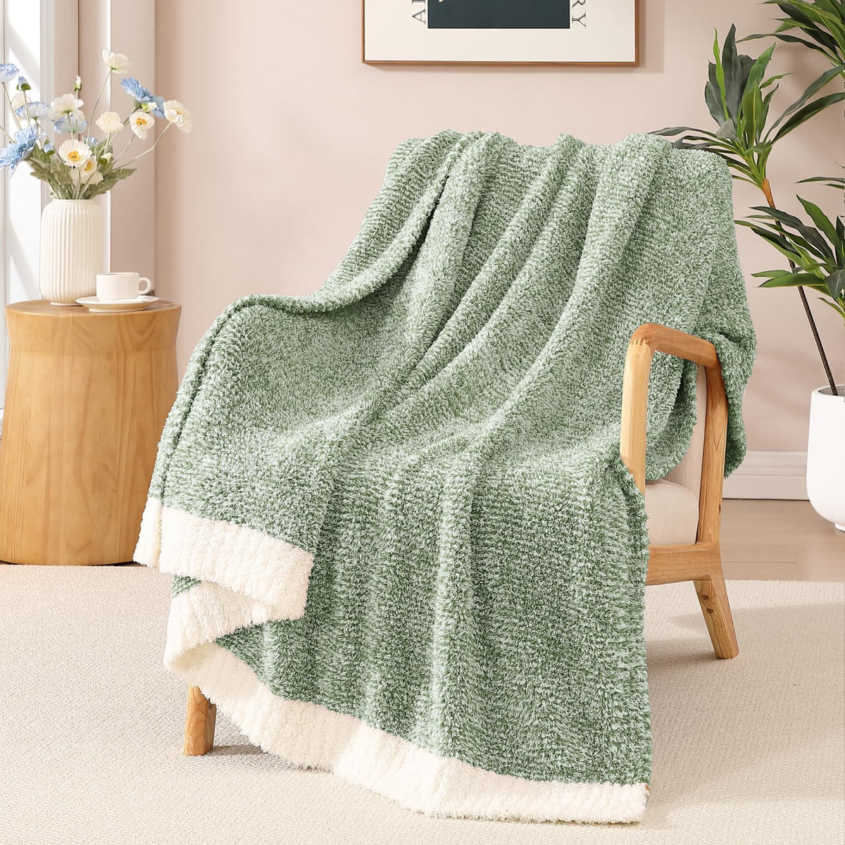 WRENSONGE Soft Checkered Throw Blanket for Couch-Cozy Fall Knitted Blankets