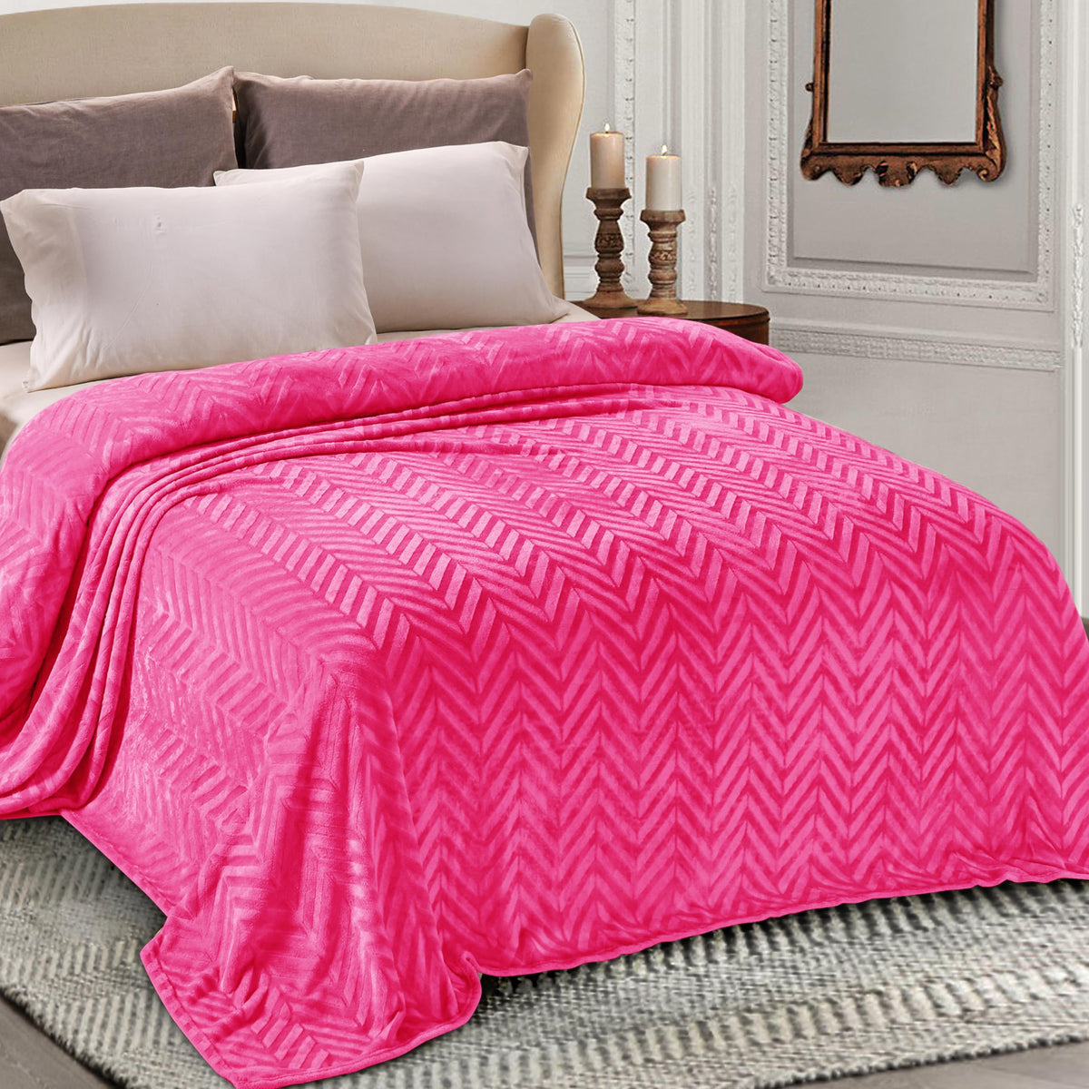 Whale Flotilla Flannel Fleece Fall Bed Blanket King Size, Black